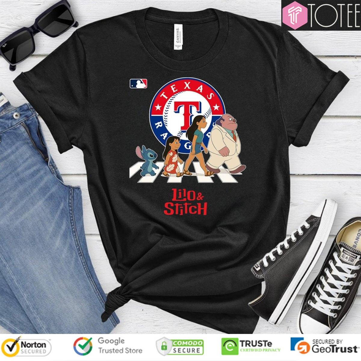 Texas Rangers Lilo And Stitch Abbey Road T-shirt
