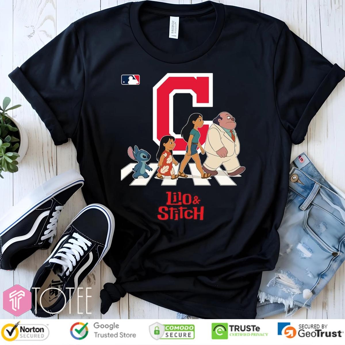 Cleveland Indians Lilo And Stitch Abbey Road Cleveland Guardians T-shirt