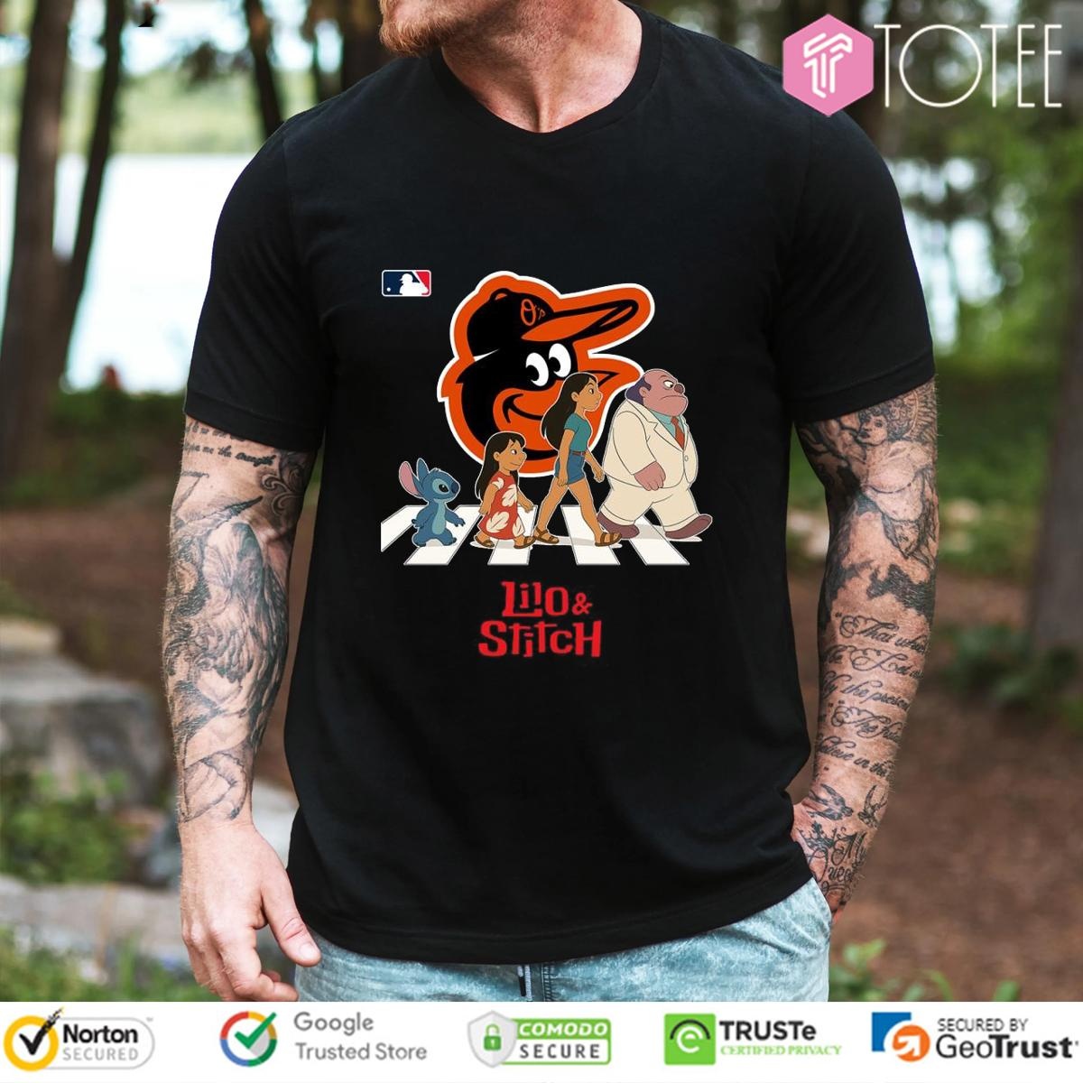Lilo And Stitch Abbey Road Baltimore Orioles Baseball T-shirt