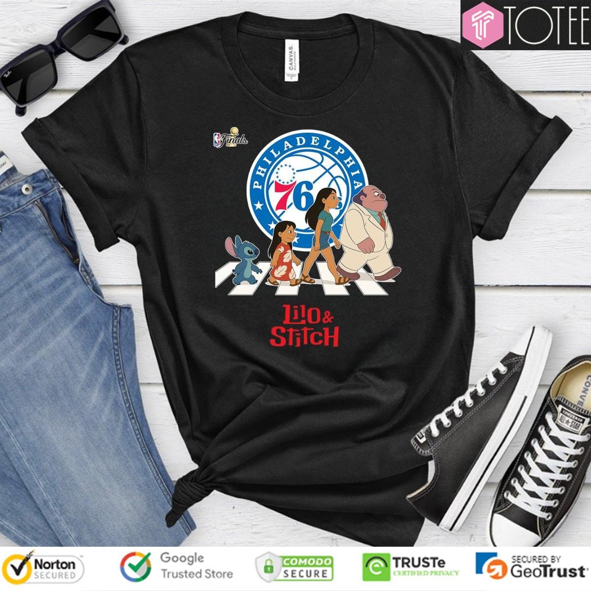 Lilo And Stitch Abbey Road Philadelphia 76Ers Nba Finals T-shirt