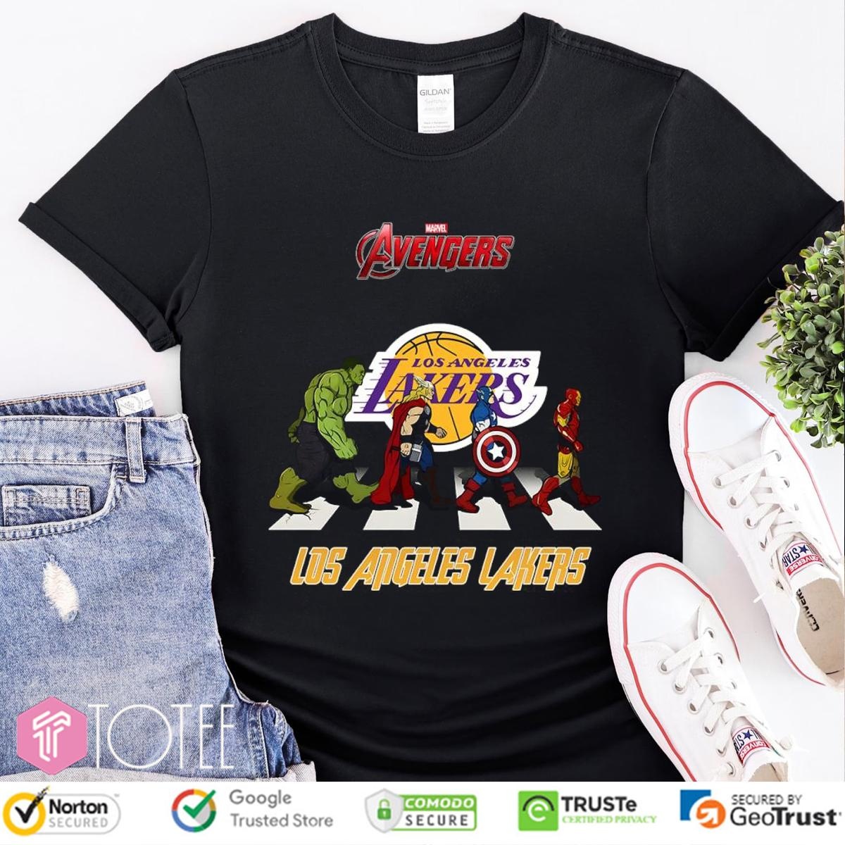 Los Angeles Lakers Marvel Avengers Abbey Road T-shirt