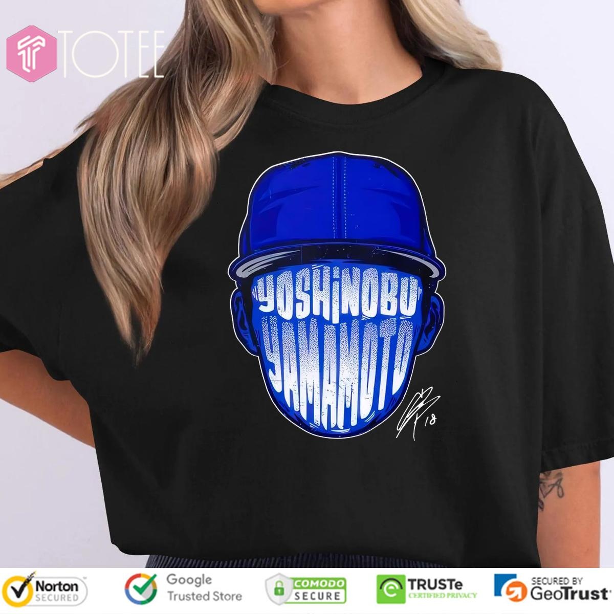 Los Angeles Dodgers Yoshinobu Yamamoto Face Silhouette Signature T-shirt