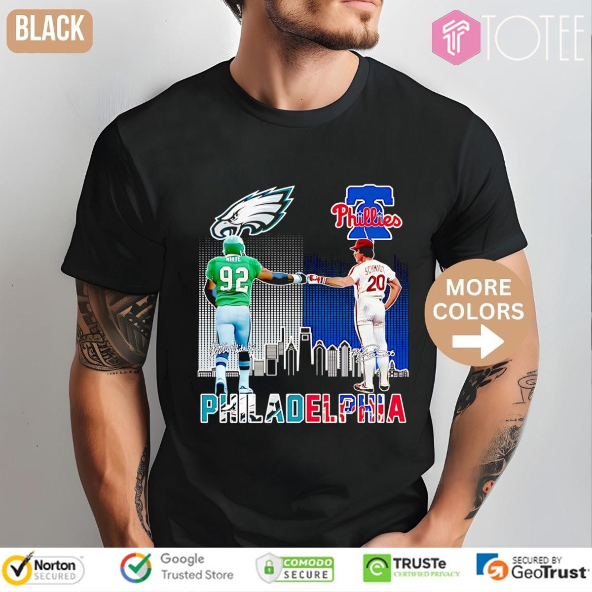 Reggie White Mike Schmidt Philadelphia Sports Teams Eagles Phillies T-shirt