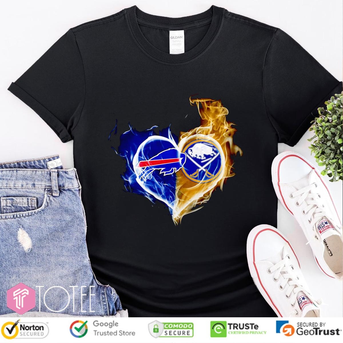 Smoke Heart Buffalo Bills Buffalo Sabres T-shirt
