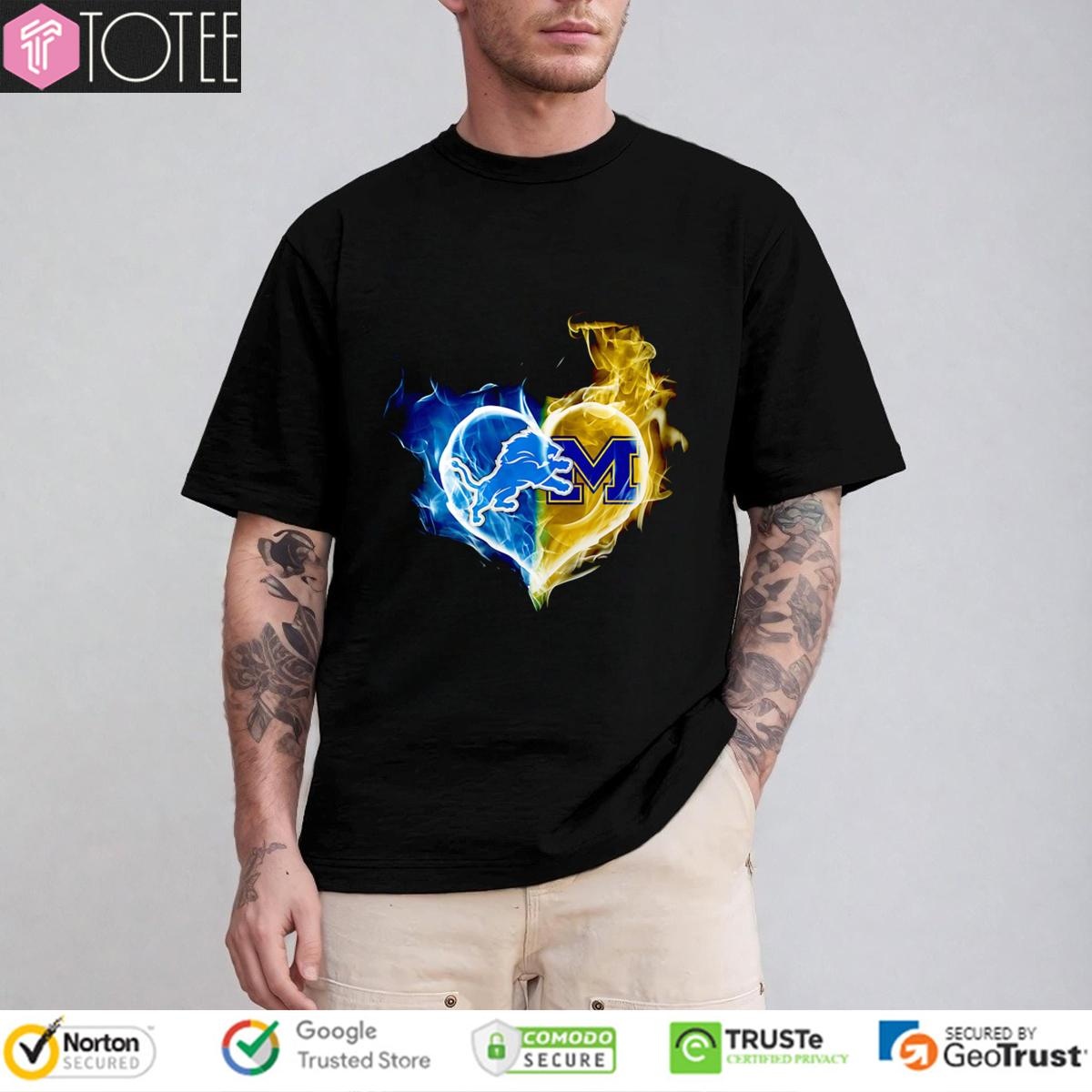 Smoke Heart Detroit Lions Michigan Wolverines T-shirt