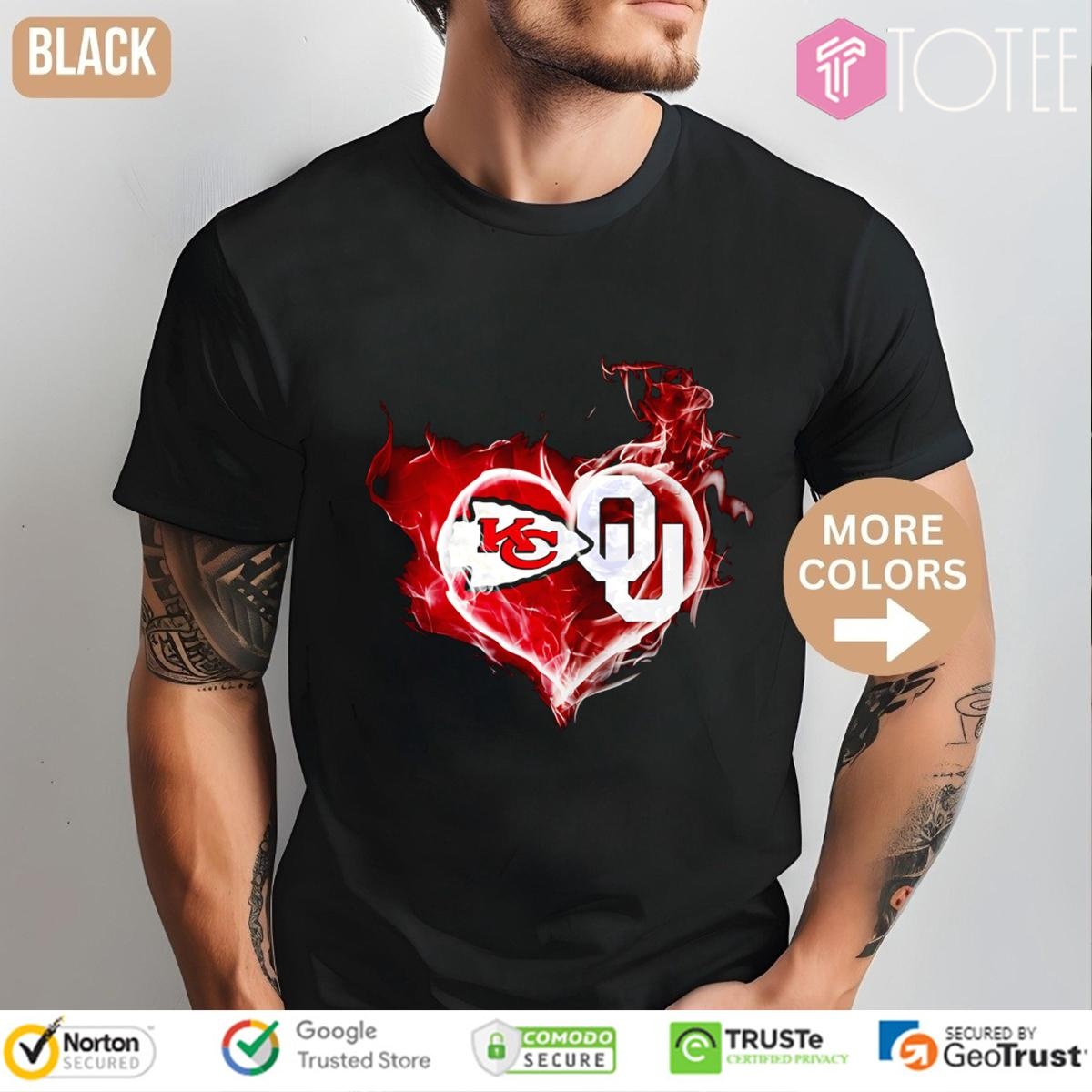 Smoke Heart Kansas City Chiefs Oklahoma Sooners T-shirt