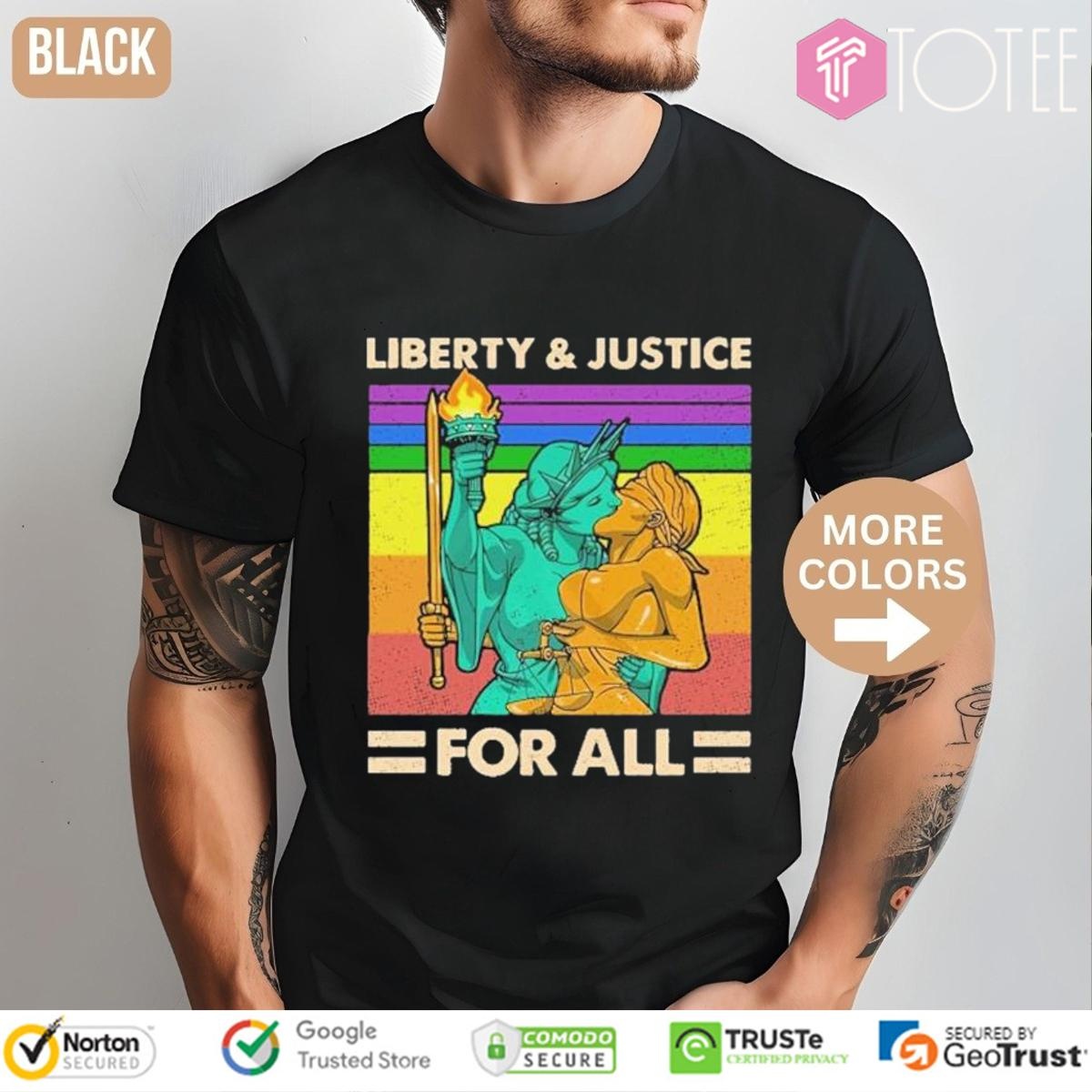 Lgbt Liberty Kiss Justice For All Vintage T-shirt