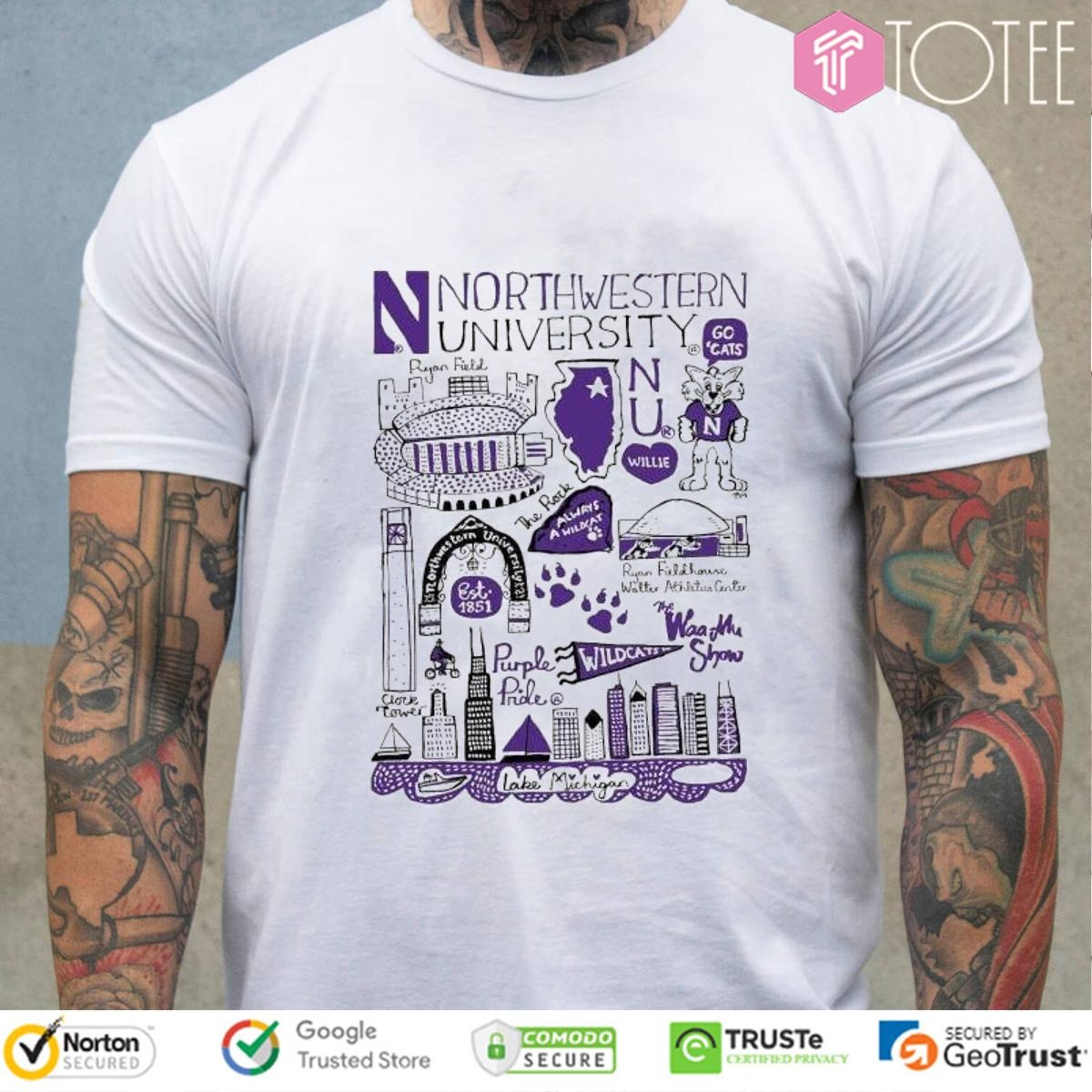 Northwestern University Art Illustration T-shirt