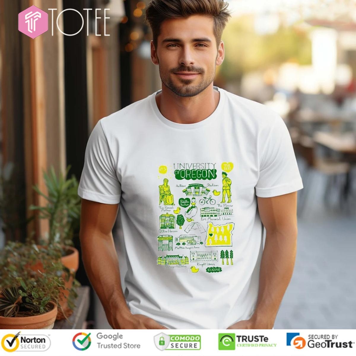 University Of Oregon Ducks Art Illustration T-shirt