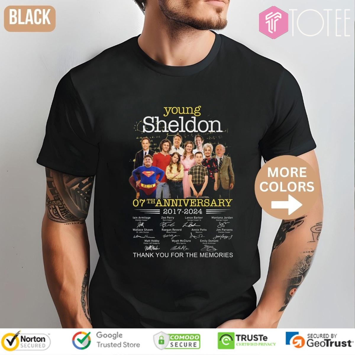 07Th Anniversary 2017-2024 Young Sheldon Signatures T-shirt