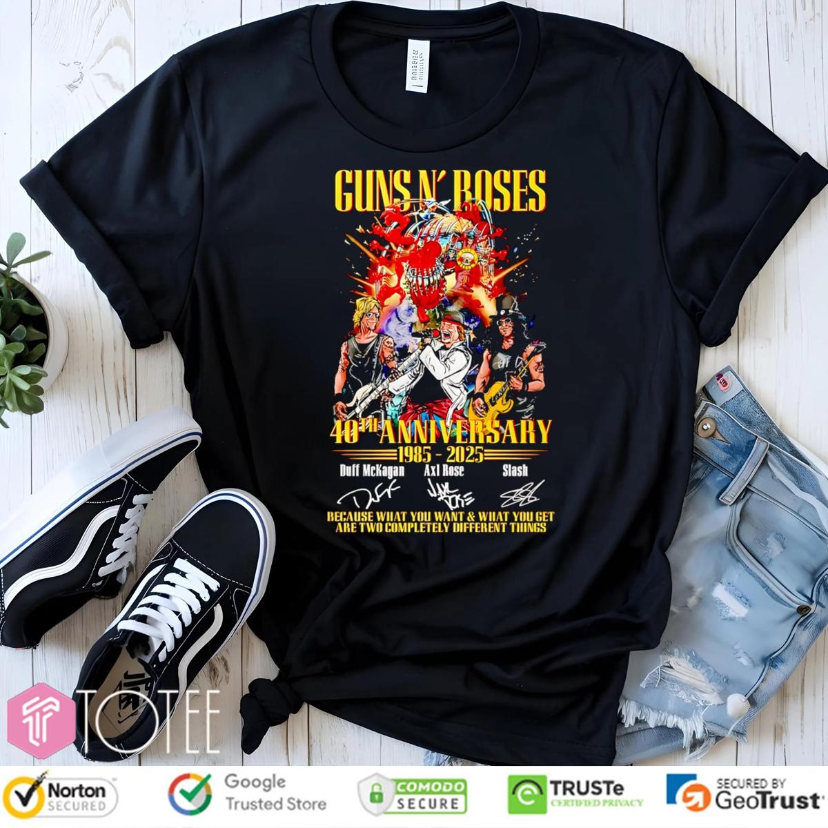 40Th Anniversary 1985-2025 Guns N Roses Signatures T-shirt