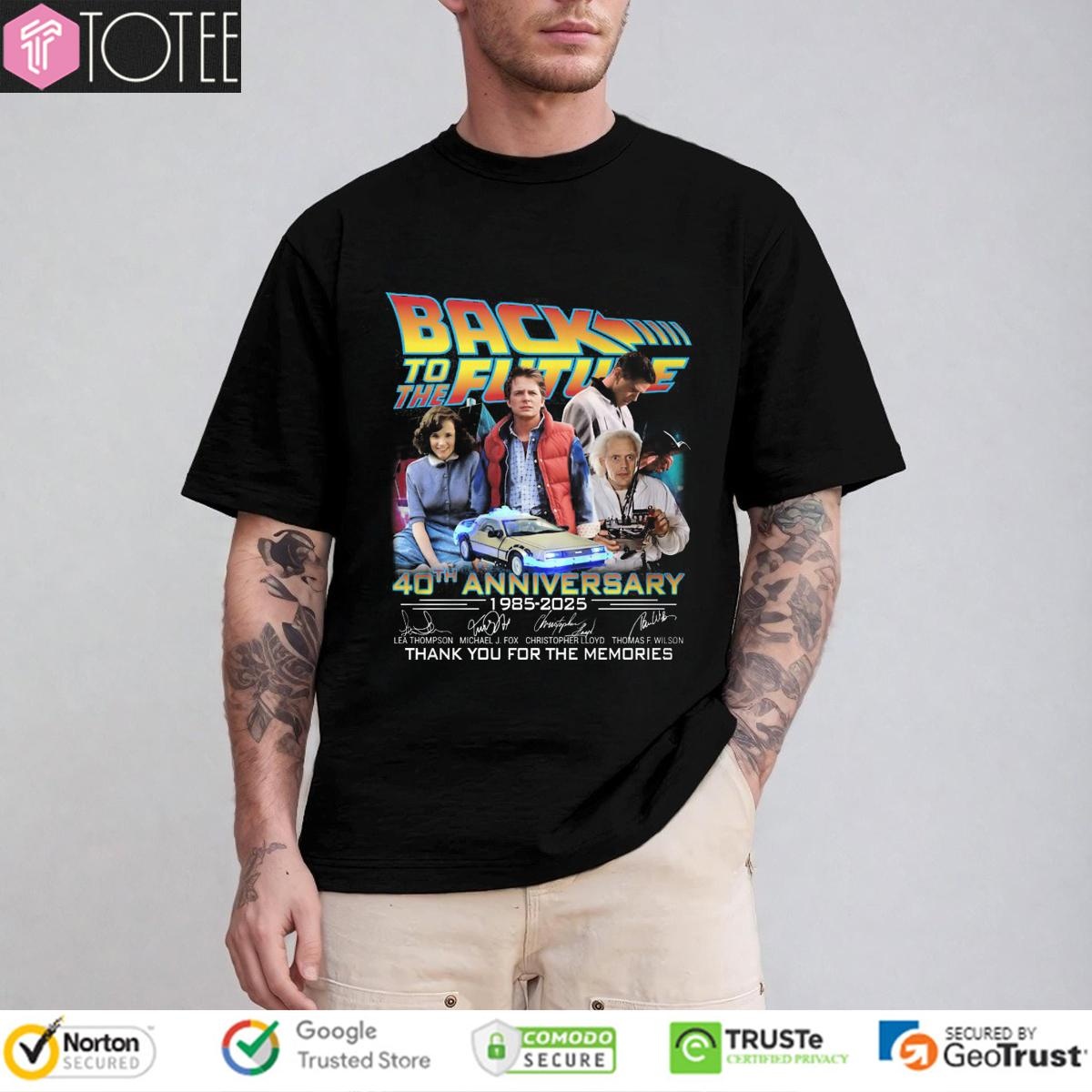 Back To The Future 40Th Anniversary 1985-2025 Thank You Memories Signatures T-shirt