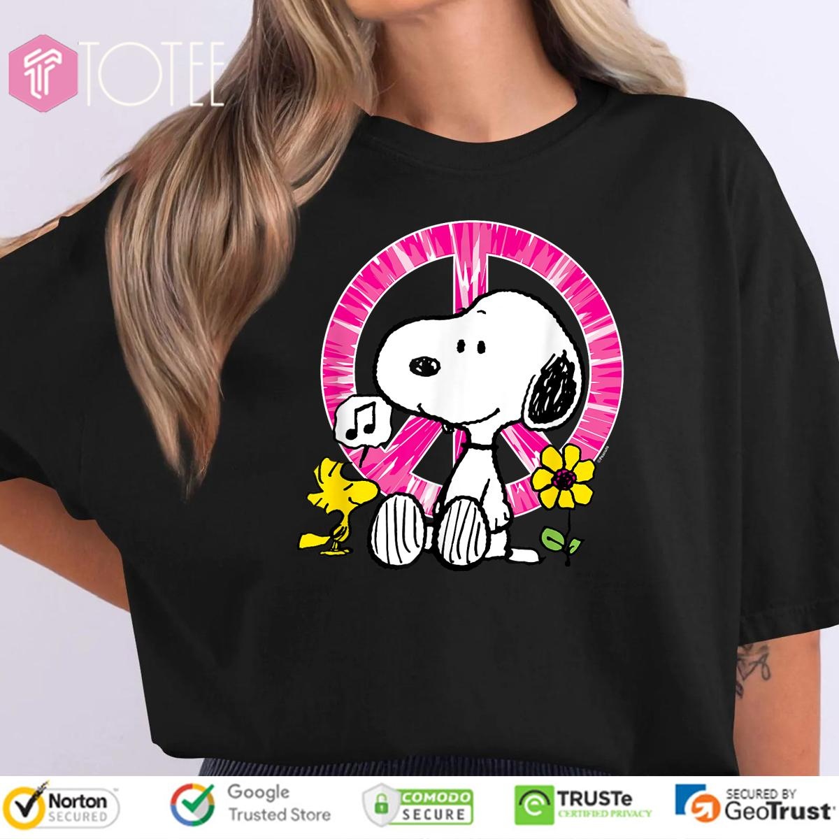 Peanuts Snoopy Woodstock Peace Sign Sunflower T-shirt